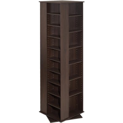 Meuble de rangement pour médias, Tour porte-CDs, Étagère tournante à 34 compartiments pour CD, DVD, Livres et Disques de jeux, Support DVD pour salon, Maison