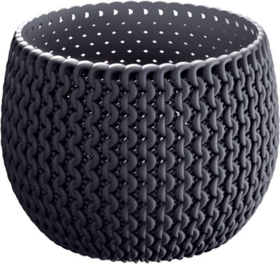 Plantenpot/bloempot kunststof dia 14.5 cm en hoogte 11 cm in het antraciet grijs voor binnen/buiten