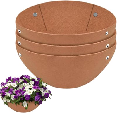 Mand Voeringen - Bloempot Inzet - Planten Verzorgen - Ademend Vilt Materiaal - Set van 3 - Bruin