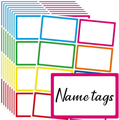 SnelShoppen - 200 Stuks Naamstickers, Zelfklevende Naamlabels 5 x 7,5 cm, Kleurige Naamstickers voor School, Kantoor, Thuis, Feest, Conferentie