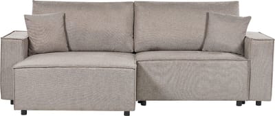 KARILA - Hoekbank met opbergruimte - Taupe - Rechtszijdig - Polyester