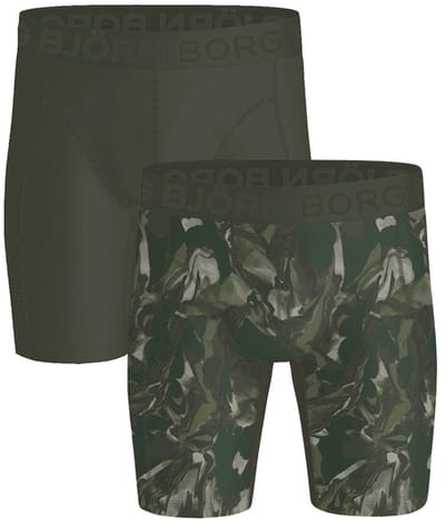 Björn Borg heren sports lightweight 2P microfiber long boxers camo groen