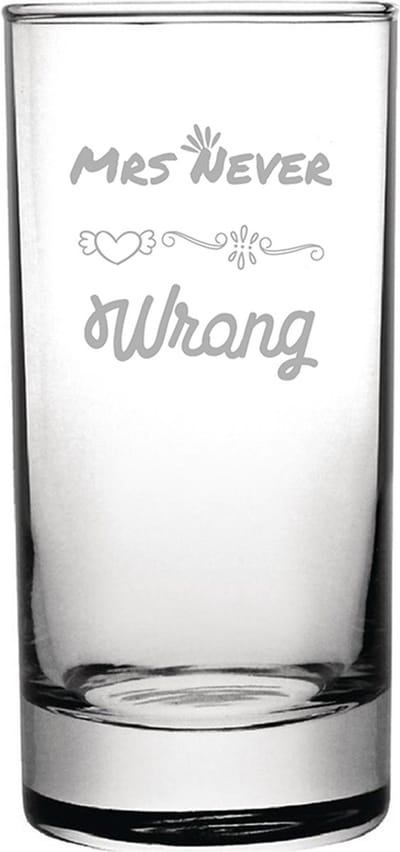 Gegraveerde longdrinkglas 28,5cl Mrs. Never wrong