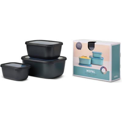 Mepal - Multikom Cirqula vershouddoos set - 750 + 1500 + 3000 ml - Rechthoekig - Nordic black