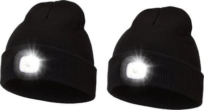 Livano Wintermuts - Heren - Dames - Volwassenen - Muts - Ski Mask - Ski Masker - Winter Masker - Met Lamp - Zwart - 2 Stuks