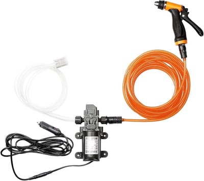 Waterpomp 12V - Elektrische sproeier - Voertuigen reinigen - Roestvrij staal design - 160 PSI