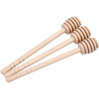 24 stuks Houten Honinglepel Roerstok Jam Siroop Drizzle Stok Server Keukengereedschap Gadgets(#2) beige