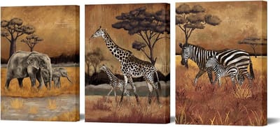 Canvas Schilderij Set - Dieren Kunst - Muur Decoratie - Klaar om op te hangen - 3 Delig 12x16 - Meerkleurig