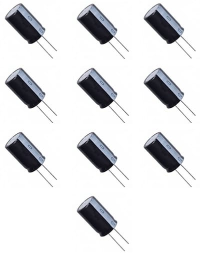 330uF 25V Condensator elektrolytisch 8x13 10stuks (ELCO) zwart