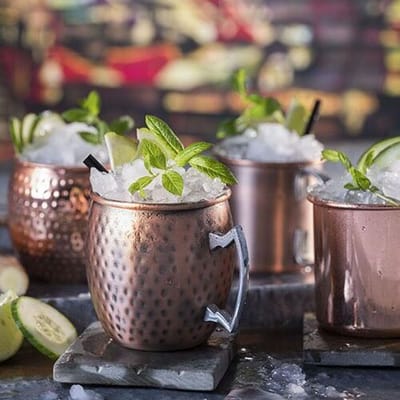 GGM Gastro (6 Stück) Becher - MOSCOW MULE - 500ml - Antik-Kupfer - mit Chrom-Henkel