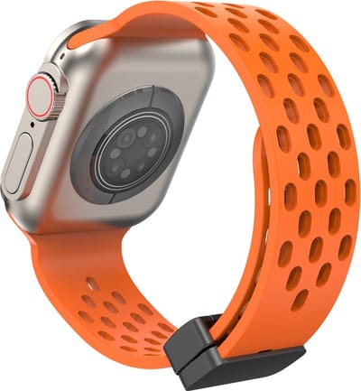 Siliconen bandje - geschikt voor Apple Watch series 1/2/3/4/5/6/7/8/9/10/11/ SE (1,2,3) / Ultra (1,2,3) met maat 44 mm / 45 mm / 46 mm / 49 mm - Oranje