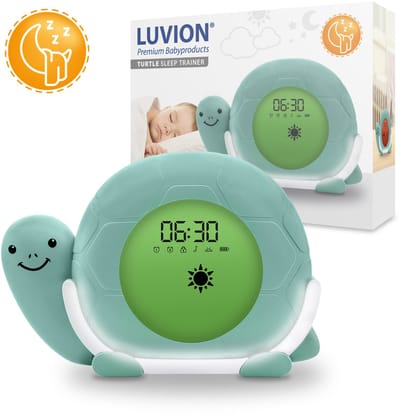 LUVION® Schildpad Slaaptrainer - Kinderwekker - Slaapwekker - Met nachtlamp, witte ruis en wekker timer - Slaaphulp voor kinderen vanaf de peuter leeftijd - Ook leuk als nachtlampje voor baby's