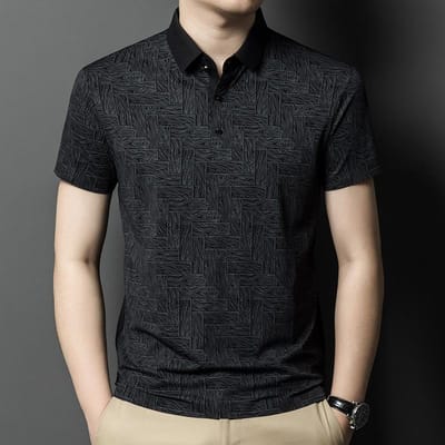 Moerbeizijde T-shirt met korte mouwen Heren Poloshirt Zomer Dun Revers T-shirt Heren Top met halve mouwen 4XL black