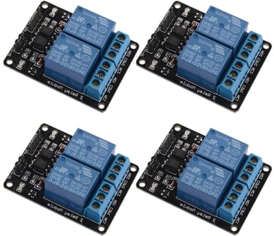 4x 2-Channel 5V Relay Module met Opto Coupling voor Raspberry Pi en Arduino, Zwart, Geschikt voor Automatisering en Projecten