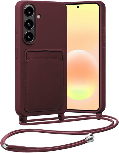 Hoesje Geschikt voor Samsung A57 Hoes Met Telefoonketting - Backcover Geschikt voor Samsung Galaxy A57 Case Met Koord - Aubergine