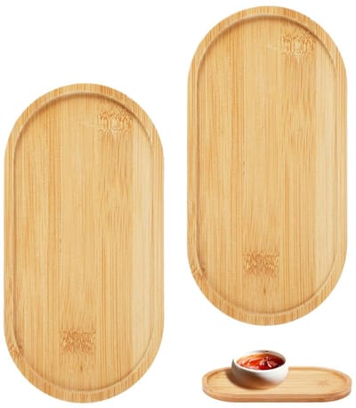 MTTProducts - Houten Dienblad - Mini Tray - Robuust en Duurzaam - Bamboo Oval - Geschikt voor Snacks - 2 Stuks