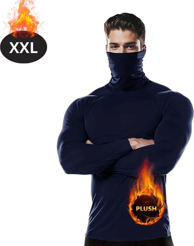 Bovista Thermokleding Heren - Thermoshirt - Gezichtsverwarming - Nekverwarming - Winter - Lange Mouwen - Marineblauw - XXL