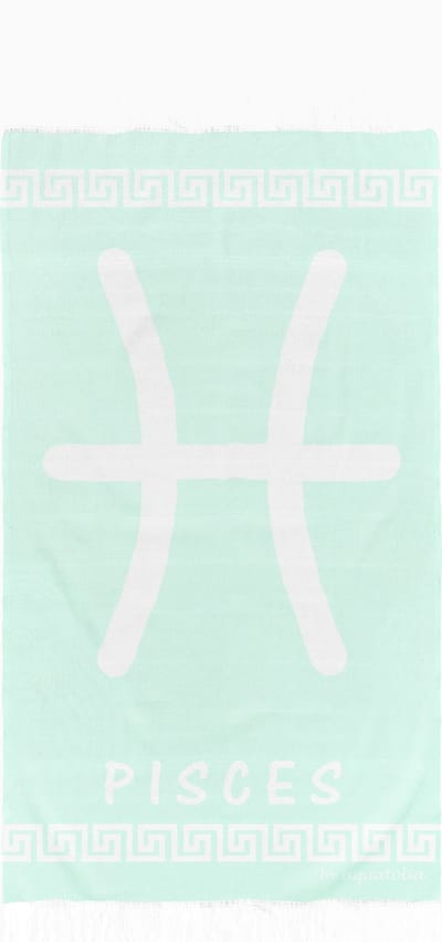 uit Turkije By Aquatolia Hamamdoek Pisces Zodiac - 100% Zacht Katoen - Strandlaken - Handdoek -Licht Groen - 100cm x 180cm - Originele hamamdoek uit Turkije