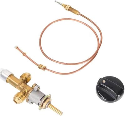 Gashaard Regelklep Kit - Vuurkorf Onderdelen - Terrasverwarming Reparatie - Inclusief Thermokoppel - 600 mm Thermokoppel - Zwart