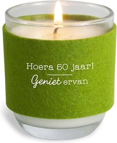 Kaars Cosy Candle - Hoera 50 jaar