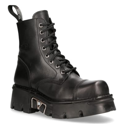 New Rock zwart lederen militaire bikerlaarzen - M-NEWMILI083-S19