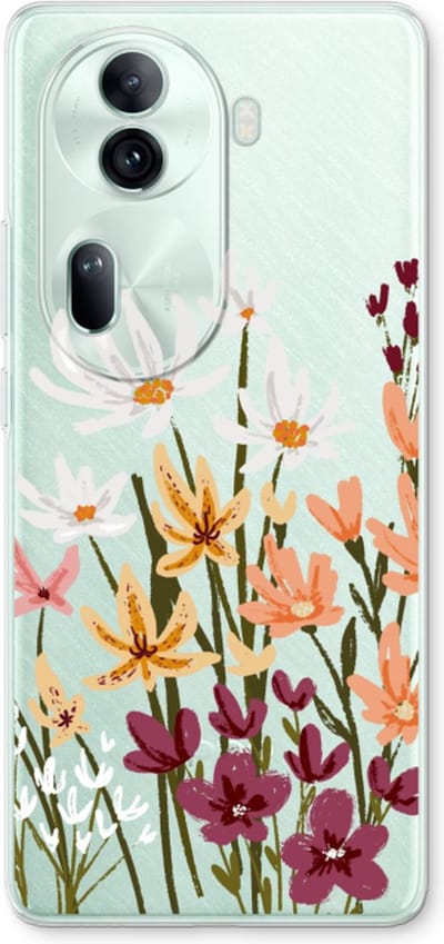 Case Company® - Hoesje geschikt voor Oppo Reno 11 Pro hoesje - Painted wildflowers - Soft Cover Telefoonhoesje - Bescherming aan alle Kanten en Schermrand