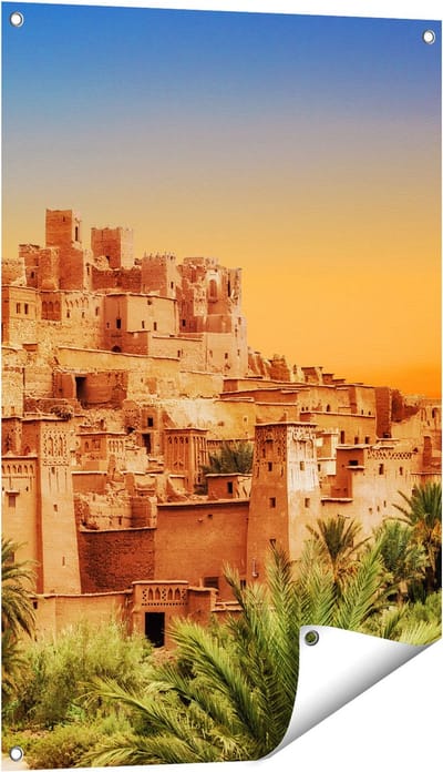 Gards Tuinposter Kasbah Ait Ben Haddou Stad in Marokko - 60x90 cm - Tuindoek - Tuindecoratie - Wanddecoratie buiten - Tuinschilderij