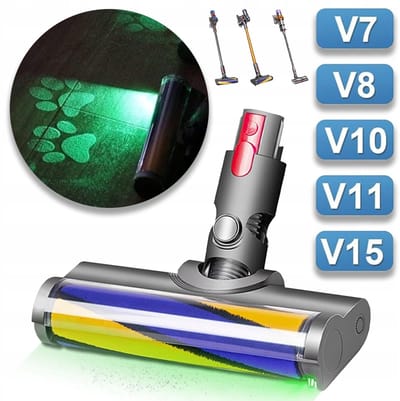 Led-Zuigmond Met Zachte Roller Compatibel Met Dyson V7 V8 V10 V11 En V15 Stofzuigers - Verlicht Verborgen Stof En Vuil En Is Ideaal Voor Gladde Harde Vloeren