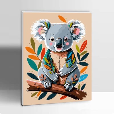 Schilderen op Nummer Kits voor Volwassenen en Kinderen, Compleet met Acrylverf en Penseel - Perfect Cadeau en Wanddecoratie, 30x40cm Kleurrijke Koala (met Houten Lijst) - 9+ Jaar