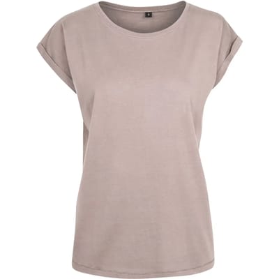 Build Your Brand - Extended Shoulder Dames T-shirt - Dusk Rose maat M