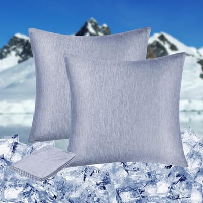 Kussenslopen van verkoelende vezels - 2 stuks Hypoallergeen en ademend materiaal voor optimale huidverzorging, Blauw 80 x 80 cm, Perfect voor warme nachten en comfort