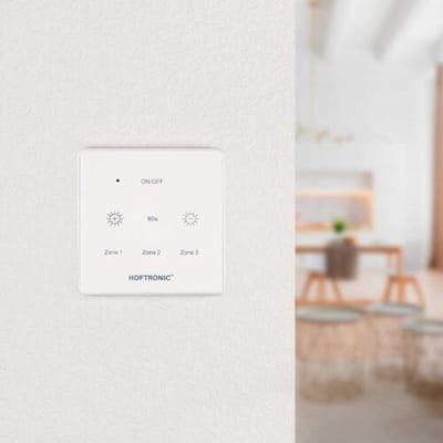HOFTRONIC LED Muurdimmer Touchscreen - Draadloos - Touchpaneel - Geschikt voor 12V verandaverlichting - 3 kanaals - Op batterij - Wit