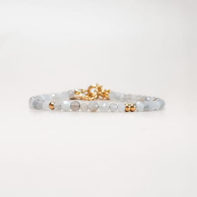Ava&Imber Sparkling Labradoriet Armband Stainless Steel (RVS) - Grijze Edelsteen Damesarmband