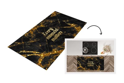 Keukenloper - Loper keuken - Quote - Moment - Goud - Marmer - 120x60 cm - Keukenloper vinyl