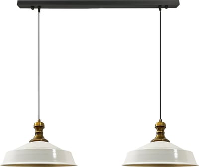 Bamyum AsletlKnob Hanglamp Eettafel Lamp 2 Vlam Wit Ø40 cm Vintage Eettafel Lamp, Lampenkap Hanglamp