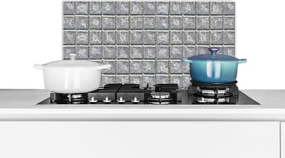 Spatscherm keuken 60x30 cm - Kookplaat achterwand Tegels - Metaal - Patronen - Muurbeschermer - Spatwand fornuis - Hoogwaardig aluminium