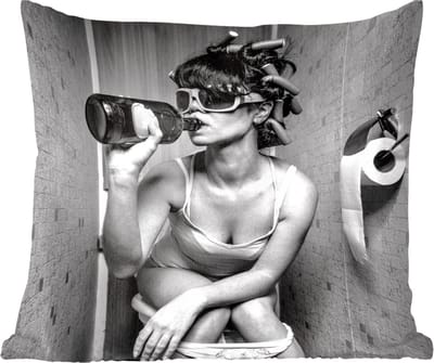 Sierkussens - Kussentjes Woonkamer - 40x40 cm - Vrouw - Toilet - Zwart - Wit
