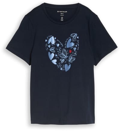 Tom Tailor - T-shirt met print - Maat S - Real Navy Blue