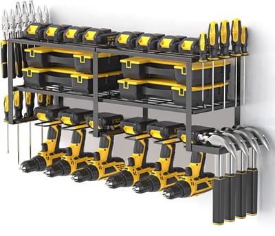 Unyqoos ® Grote Gereedschapswandhouder met 3 Niveaus en Accuschroevendraaierhouder voor Werkplaats