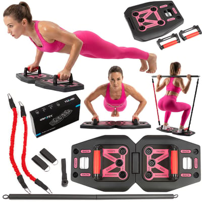 Gymtek® Opvouwbaar Push Up Bord met Weerstandsbanden - Push Up Grips - Parallettes board - Fitness Plank - Push Up Board - Push Up Bars