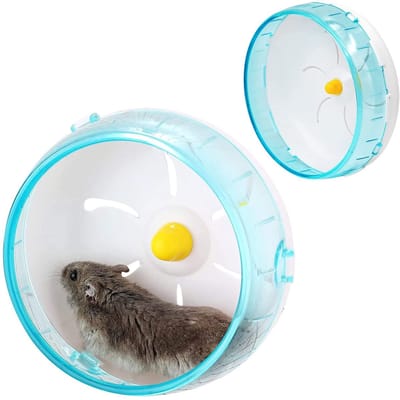 carmdering - Hamsterwiel - Looprad - Knaagdieren speelgoed - Stille dubbele kogellagers - Antislip loopvlak, brede basis - Eenvoudig te monteren, semi-transparant - Geschikt voor hamster, gerbil, egel, muis en chinchilla