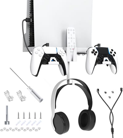 NAXSIR PS5 Wandbeugel - Multifunctionele Organizer voor PS5 - console (optisch / digitaal), gamepad en headset - Perfecte oplossing voor opslag en ruimteoptimalisatie