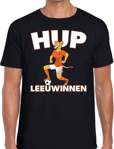 Nederland supporter t-shirt dameselftal Hup Leeuwinnen zwart heren - landen kleding S