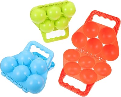 Set van 3 plastic sneeuwbaltangetjes, kleurrijk winterdesign voor jongens en meisjes, handig hulpmiddel voor buitenspellen, snel sneeuwballen maken, willekeurige kleur