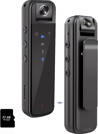 Narvie - Clip Mini Verborgen Camera Incl. 32GB Geheugenkaart -Foto's en video' s- Draagbare Spy Camera - Webcam - 2000 pixel - Beweging Sensor - Oplaadbaar - Zwart