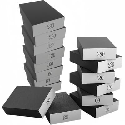 Dailygoods- Schuurspons 16 Stuks - Zachte Schuurspons - Herbruikbare Schuurpads - Korrel 36/60/80/100/120/180/220/280 - Nat/Droog Gebruik - 100 x 75 x 25 mm - Schuurpad
