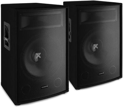 Speakers - Vonyx SL15 speakerset - Set van twee 15'' boxen van 800W voor disco feestjes en DJ's