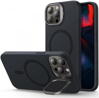 ESR Cloud Soft HaloLock Hoesje Geschikt voor Apple iPhone 15 Pro Max | Compatibel met MagSafe en HaloLock | Back Cover met Stash Standaard | Zacht Siliconen | Blauw