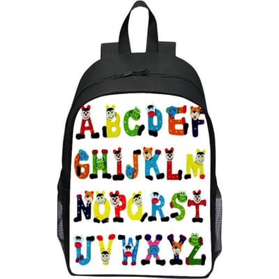 16 inch kinderrugzak Alphabet Lore alfabet legende basisschoolrugzak jongens en meisjes kleuterrugzak black