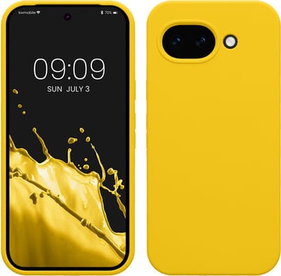 kwmobile telefoonhoesje geschikt voor Google Pixel 10a - Hoesje met siliconen coating - Smartphone case in stralend geel